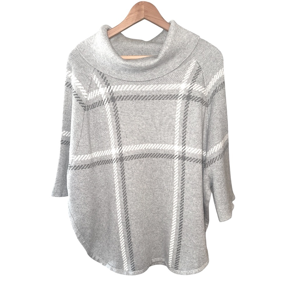 Loft Outlet Plaid Pullover‎ Poncho Sweater size XS/S NWT